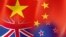 中国和新西兰国旗。