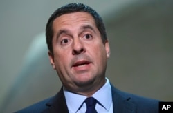 FILE - House Intelligence Committee Chairman Rep. Devin Nunes, R-Calif., speaks on Capitol Hill in Washington.