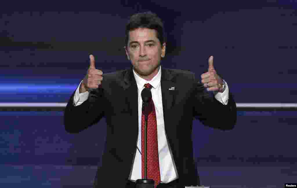 L'acteur Scoot Baio, connu pour son rôle dans "Chachi" dans la série "Happy days" lors de la Convention nationale républicaine à Cleveland, Ohio, le 18 juillet 2016.