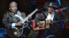 Blues legend B.B. King, left, performs with Bo Diddley at the second anniversary celebration of B.B. King's Blues Club and Grill in New York, June 20, 2002.