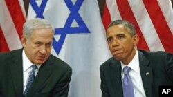 U.S. President Barack Obama (R) meets Israel's Prime Minister Benjamin Netanyahu at the United Nations in New York, September 21, 2011.