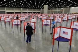 Voting stations are seen in the South Wing of the Kentucky Exposition Center for voters to cast their ballots in the Kentucky primary, in Louisville, Kentucky, June 23, 2020.
