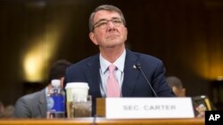 Menhan AS, Ashton Carter memberikan keterangan di Gedung Capitol, Washington, DC hari Rabu (9/12).