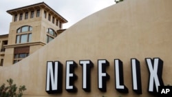 FILE - The exterior of Netflix headquarters in Los Gatos, California. 