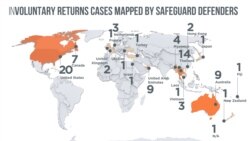 Involuntary returns cases mapped in the report by Safeguard Defenders. (Safeguard Defenders)