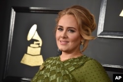 Adele arrives at the 59th annual Grammy Awards at the Staples Center on Feb. 12, 2017, in Los Angeles.