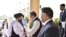 Pakistan's Foreign Minister Shah Mehmood Qureshi welcomes Mullah Abdul Ghani Baradar, who a leading Taliban delegation, upon his arrival at the Ministry of Foreign Affairs, in Islamabad, Pakistan, Oct. 3, 2019.