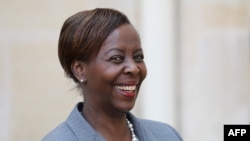 La ministre rwandaise des Affaires étrangères, Louise Mushikiwabo, arrive à l'Elysée, Paris, le 23 mai 2018.