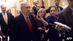 U.S. Senate Majority Leader Mitch McConnell leaves the U.S. Capitol as he goes to the White House, Dec. 21, 2018.