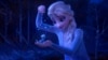 Cuplikan adegan Elsa menaburkan salju ke salamander bernama Bruni dalam film "Frozen 2". (Photo: Disney via AP)