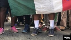 Migrantes presentes en las protestas de caravanas ocurridas en la frontera entre Estados Unidos y México, en noviembre de 2018. 