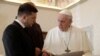 Pope Francis meets with Ukrainian President Volodymyr Zelenskiy during a private audience at the Vatican, February 8, 2020.