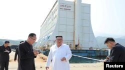北韓領導人金正恩視察金剛山旅遊計劃。（資料照，2019年10月23日）