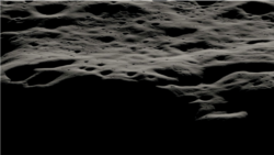 This data visualization shows the mountainous area west of Nobile Crater and the smaller craters that litter its rim at the lunar South Pole. The terrain in the Nobile region is most suitable for the VIPER rover to navigate, communicate, and characterize