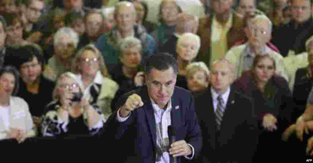 Republican presidential candidate, former Massachusetts Gov. Mitt Romney, campaigns at the University of South Carolina Aiken, in Aiken, S.C., Friday, Jan. 13, 2012. (AP Photo/Charles Dharapak)