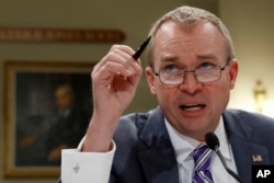 Budget Director Mick Mulvaney testifies on Capitol Hill in Washington, May 24, 2017, before the House Budget Committee hearing on President Donald Trump's fiscal 2018 federal budget.