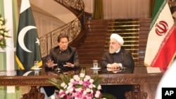 Iranian President Hasan Rouhani received Prime Minister Imran Khan at the Sa’adabad Place in Tehran, April 22, 2019. (courtesy photo)