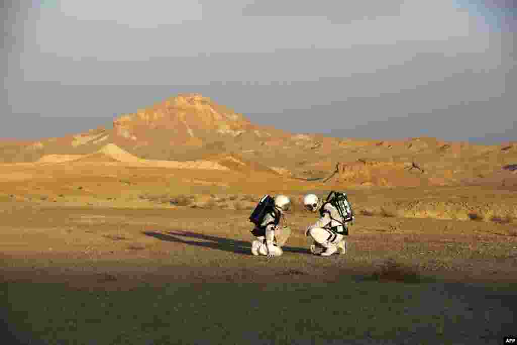 Israeli analog astronauts start their mission on the D-MARS Project in south of Mitzpe Ramon, in the Israeli Negev desert, chosen for its similarities to Mars in terms of geology, aridity, and isolation.