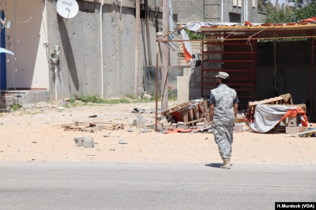 Outside the battle zone, civilian homes are abandoned in Tripoli, Libya, April 28, 2019.