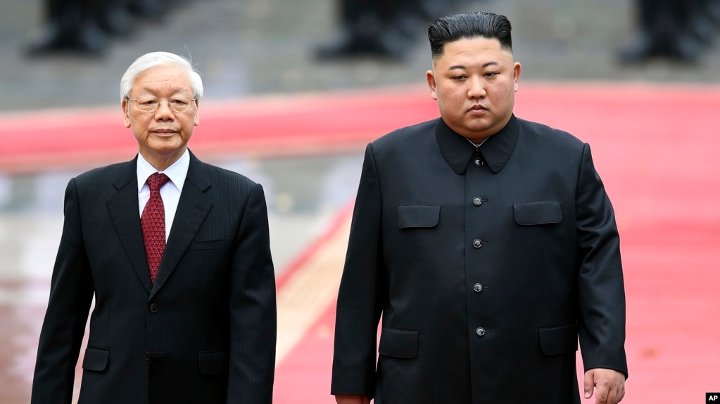 Ông Nguyễn Phú Trọng và ông Kim Jong Un tại Hà Nội, 1/3/2019.