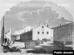 Engraving, Sing Sing Prison in Ossining, New York, which opened in 1826.