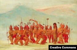 George Catlin (1796-1872), Dance to the Berdache. Drawn while on the Great Plains, among the Sac and Fox Indians, the sketch depicts a ceremonial dance to celebrate the two-spirit person.