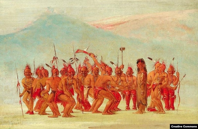 George Catlin (1796-1872), Dance to the Berdache. Drawn while on the Great Plains, among the Sac and Fox Indians, the sketch depicts a ceremonial dance to celebrate the two-spirit person.
