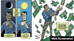 Detail from Franco Arda's comic book "Think and Grow Rich"