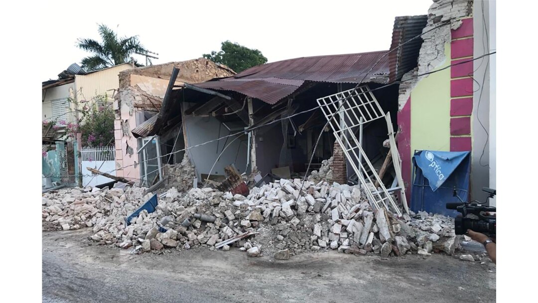 A home is seen collapsed after an earthquake in Guanica, Puerto Rico, Jan. 7, 2020.