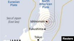 Peta pusat gempa di Jepang (Reuters).