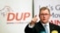 Democratic Unionist Party (DUP) leader Jeffrey Donaldson speaks to the media during a press conference at Hinch Distillery, Temple, Northern Ireland, Tuesday, Jan. 30, 2024. 