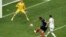 Croatia's Mario Mandzukic (2nd-R) scores his side's second goal during the semifinal match between Croatia and England at the 2018 soccer World Cup in the Luzhniki Stadium in Moscow, Russia, July 11, 2018. 