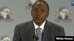 Kenyan President Uhuru Kenyatta delivers remarks at the opening of the Global Entrepreneurship Summit in Nairobi, Kenya, July 25, 2015. 