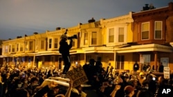 Protesters confront police during a march on Oct. 27, 2020 in Philadelphia.