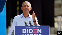 바락 오바마 전 대통령이 27일 플로리다주 올랜도에서 민주당 대선 후보인 조 바이든 전 부통령 지지연설을 했다.