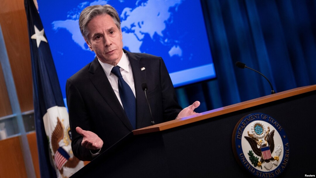 Američki državni sekretar Antony Blinken govori na konferenciji za novinare u State Departmentu. (Foto: Brendan Smialowski/ REUTERS)