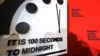 FILE - The Doomsday Clock, seen at the National Press Club in Washington, Jan. 23, 2020, reads 100 seconds to midnight.