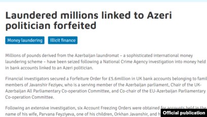 Laundered millions linked to Azeri politician forfeited