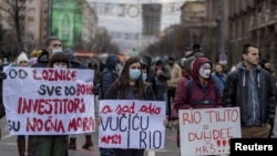 Protest protiv Rio Tinta ispred Vlade Srbije 18. decembra 2021.