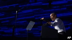 President Barack Obama speaks at a campaign event for the Ohio Democratic Party and for the Senate bid for former Ohio Gov. Ted Strickland at the Greater Columbus Convention Center in Columbus, Ohio, Oct. 13, 2016.