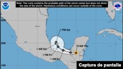 Ubicación de depresión tropical Lisa en la madrugada del 3 de noviembre de 2022. (Toma de pantalla de mapa del Centro Nacional de Huracanes de EEUU).