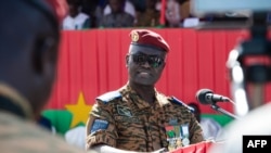 Minister of Defense and Military Veterans Colonel Kassoum Coulibaly delivers a speech during the 62nd anniversary of the creation of the Burkina Faso Armed Forces at the Nation Square in Ouagadougou, Nov. 1, 2022. 