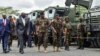 Kenya's President, William Ruto and his deputy Rigathi Gachagua inspect a part of the fleet of vehicles to be used by Kenya Defence Forces soldiers deploying to the Democratic Republic of Congo as part of the East Africa Community Regional Force, November 2, 2022. 