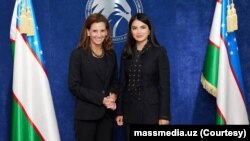 Saida Mirziyoyeva Trudeau: Acting Assistant Secretary for Global Public Affairs Elizabeth Trudeau meets with Uzbekistan's first daughter Saida Mirziyoyeva in Tashkent, Oct. 6, 2022. (massmedia.uz)