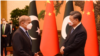 Chinese President Xi Jinping, right, and visiting Pakistani Prime Minister Shehbaz Sharif are seen during their talks in Beijing, China, Nov. 2, 2022. (Courtesy - Pakistan Government via Ayaz Gul)
