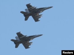 U.S. Air Force EA-18 fighter jets take part in Vigilant Storm joint South Korean and U.S. air drills at an airbase in Osan, South Korea, November 2, 2022.