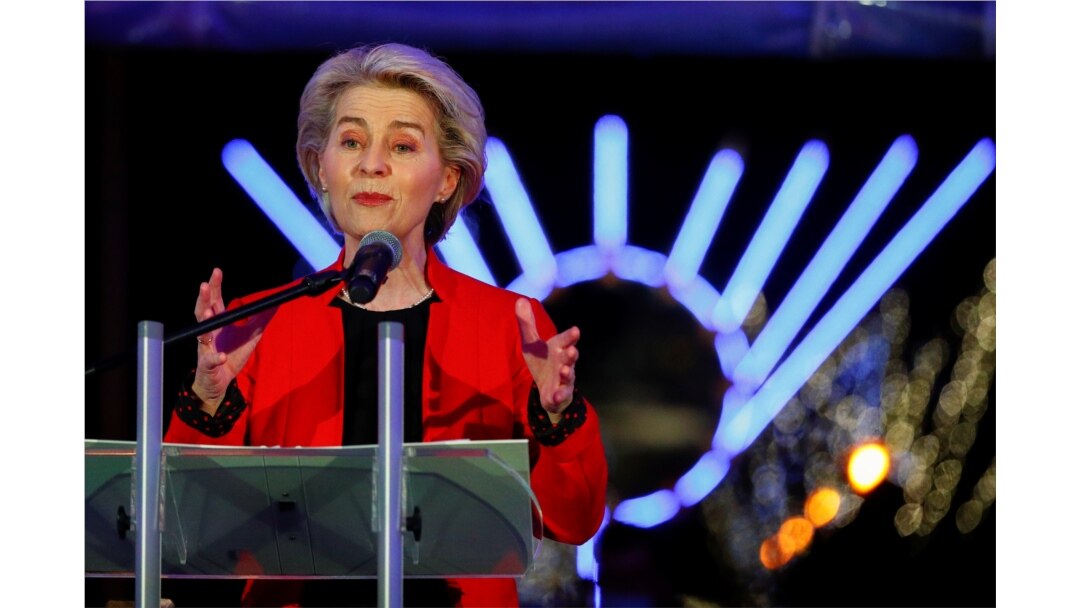 European Commission President Ursula von der Leyen speaks in Brussels, Belgium, Dec. 2, 2021.