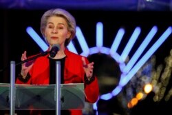 European Commission President Ursula von der Leyen speaks in Brussels, Belgium, Dec. 2, 2021.