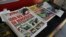 Un puesto de periódicos muestra artículos de portada sobre los resultados preliminares de la primera vuelta de las elecciones presidenciales de Costa Rica, en Desamparados, cerca de San José, Costa Rica, el 7 de febrero de 2022. 