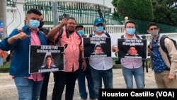 Periodistas han exigido en múltiples ocasiones la libertad del cronista deportivo nicaragüense Miguel Mendoza. Foto Houston Castillo, VOA.